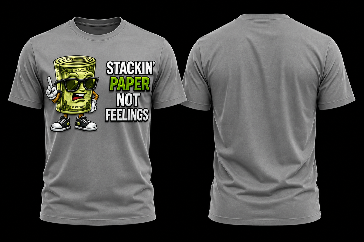 Stackin’ Paper, Not Feelings Graphic T-Shirt