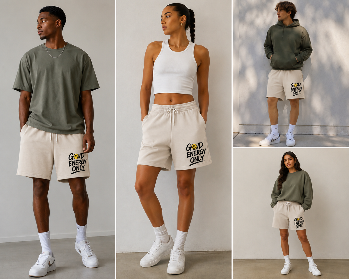 Good Energy Only™ Shorts – Bone
