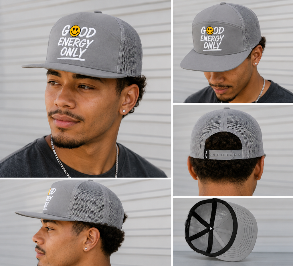 Good Energy Only™ 5-Panel Trucker Hat – Quarry