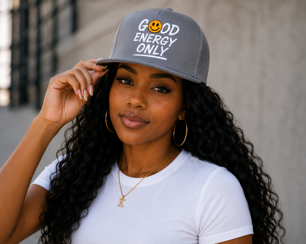 Good Energy Only™ 5-Panel Trucker Hat – Quarry